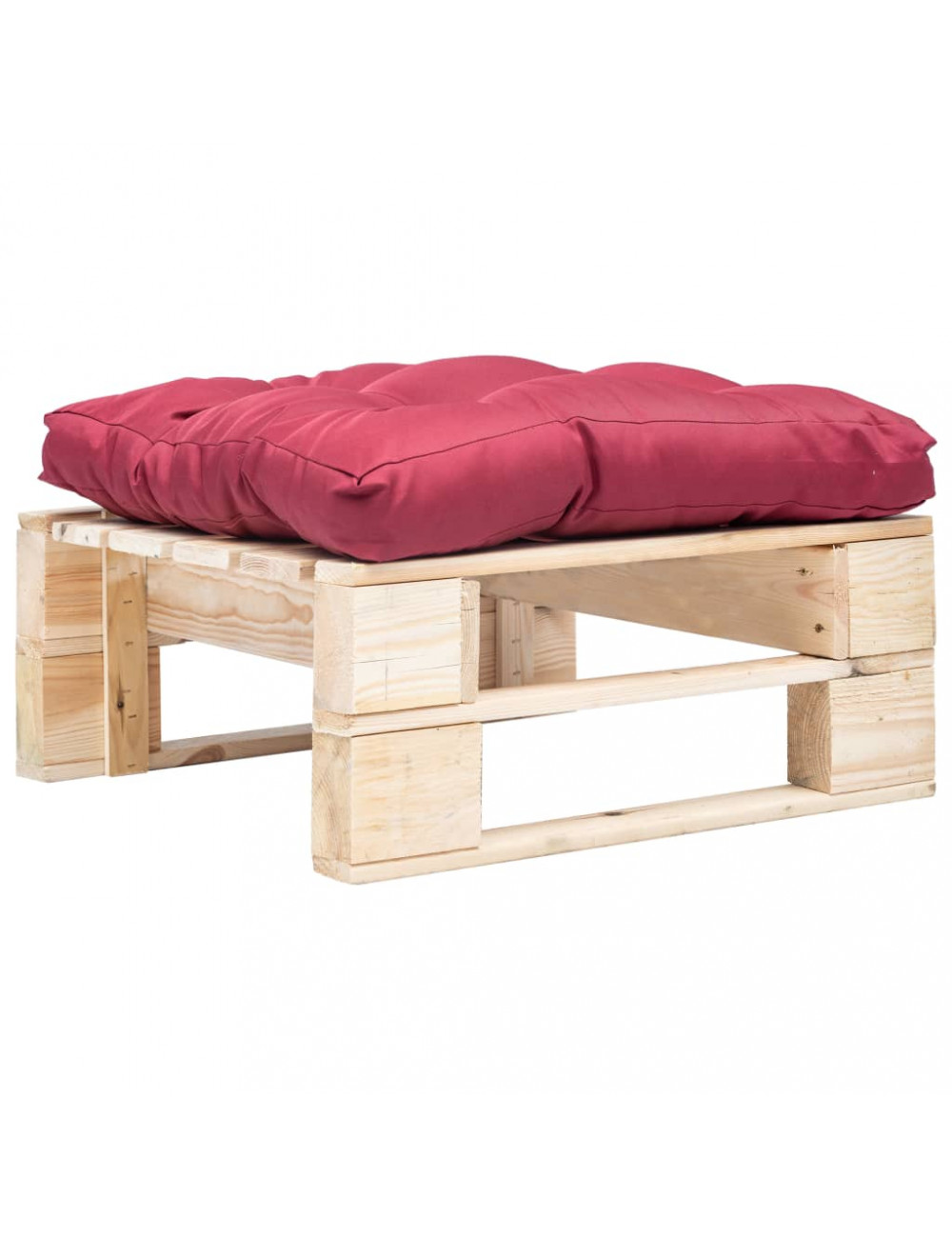 Vidaxl Garden Pallet Ottoman With Red Cushion Natural Wood (45767+44653)