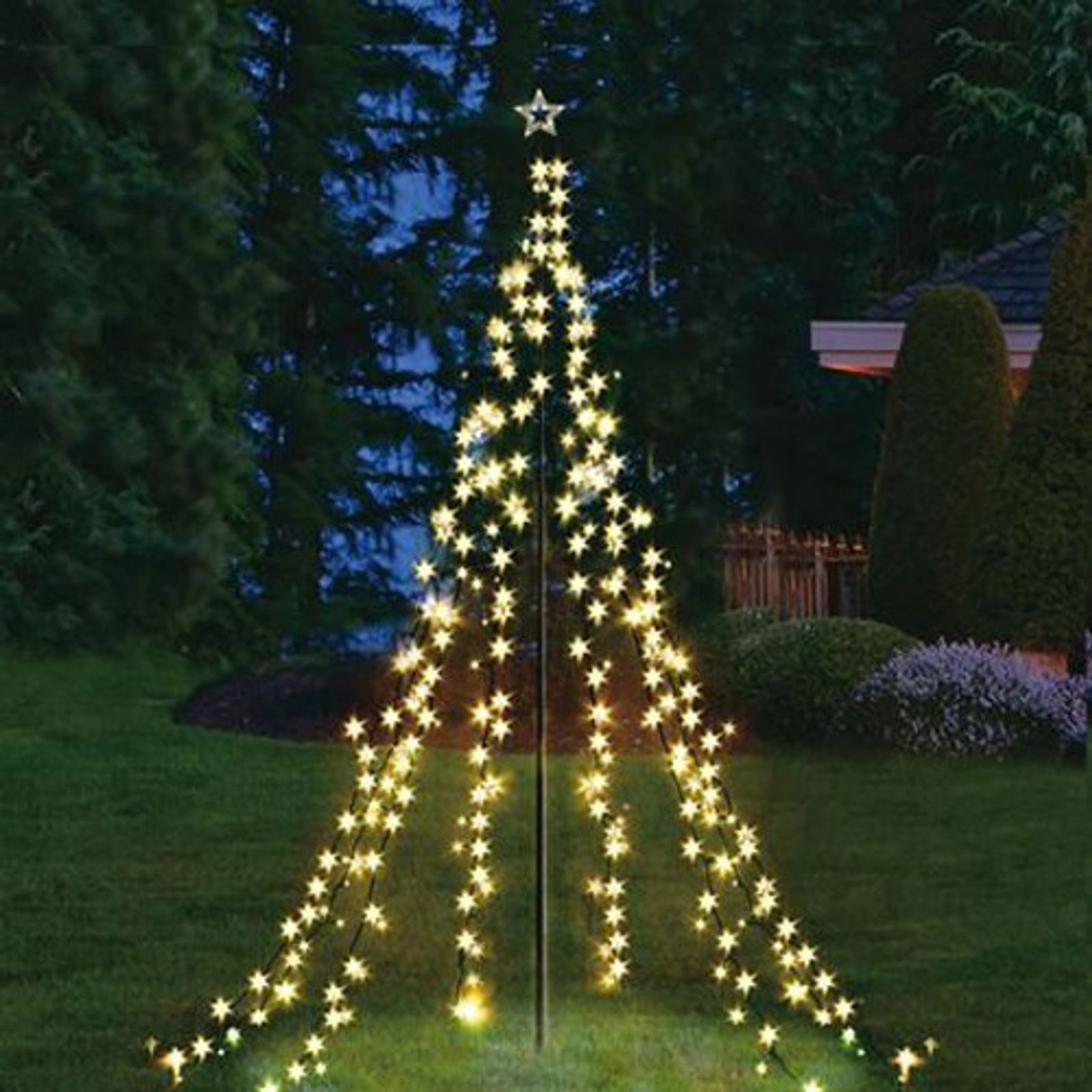 Buri - Xxl 4 Meter Lichterpyramide 400 Leds Lichterkette Beleuchtung Weihnachten Stern