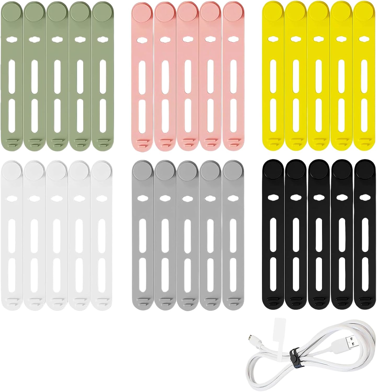 30pcs Organisateur De Cable, Range Cable Bureau, Enrouleur De Câbles Réutilisable, Organisateur Élastiques Pour Organiser Les Câbles De Charge, Audio Et Réseau