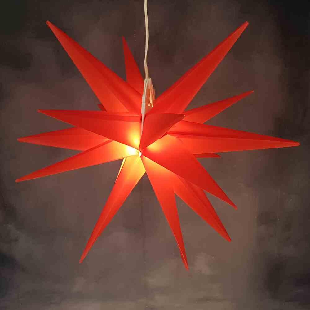 F-h-s International - Led Stern Kunststoff Rot Ø 35 Cm 1 Led Warmweiß, Timer 6/18 Stunden, Ip44