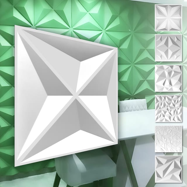 Hexim - 3d Wandpaneele Aus Pvc Kunststoff - Weiße Wandverkleidung Mit 3d Optik - Diamond Motive: 5 Qm 20 Platten, Hd003