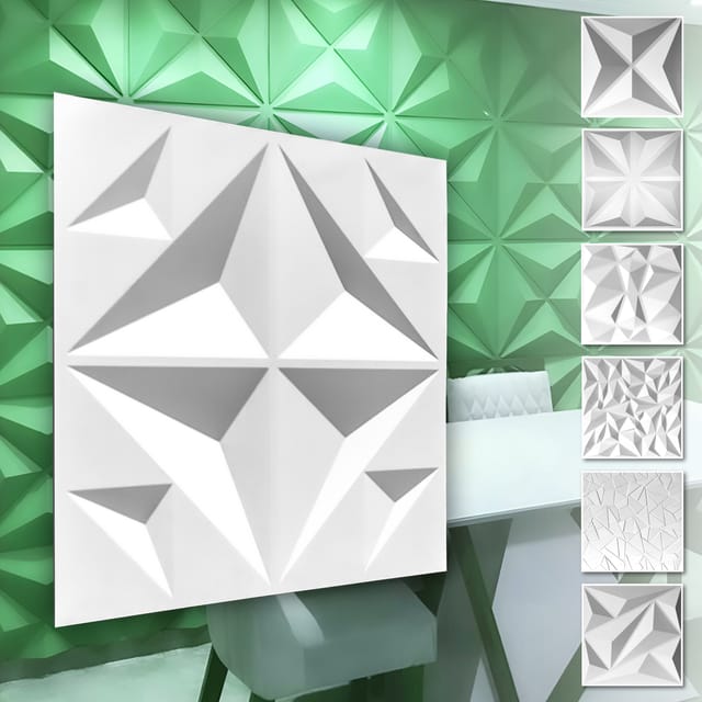 Hexim - 3d Wandpaneele Aus Pvc Kunststoff - Weiße Wandverkleidung Mit 3d Optik - Diamond Motive: 5 Qm 20 Platten, Hd018