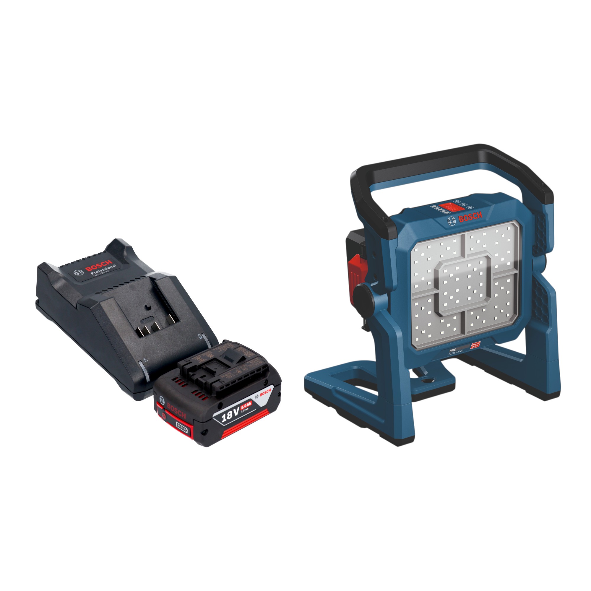 Bosch Gli 18v-5000 Akku Bauleuchte 18 V 5000 Lm + 1x Akku 5,0 Ah + Ladegerät