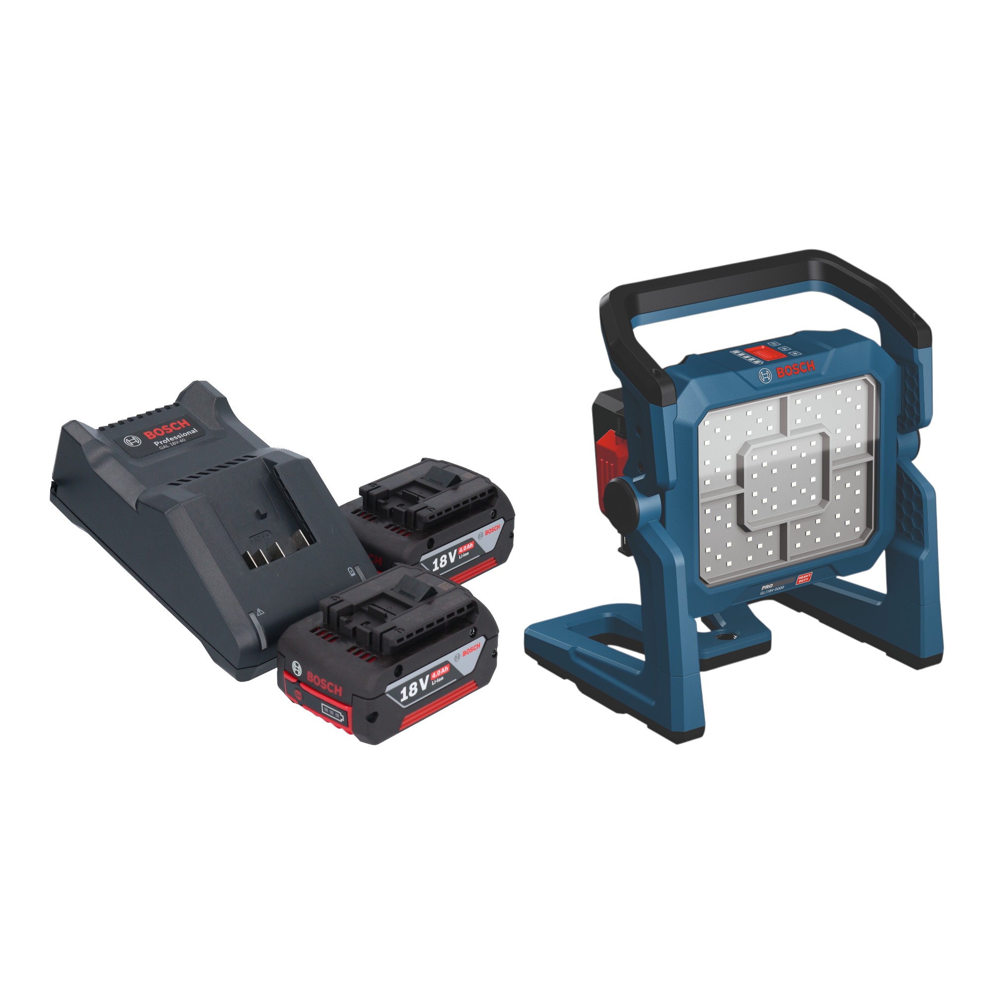 Bosch Gli 18v-5000 Akku Bauleuchte 18 V 5000 Lm + 2x Akku 4,0 Ah + Ladegerät