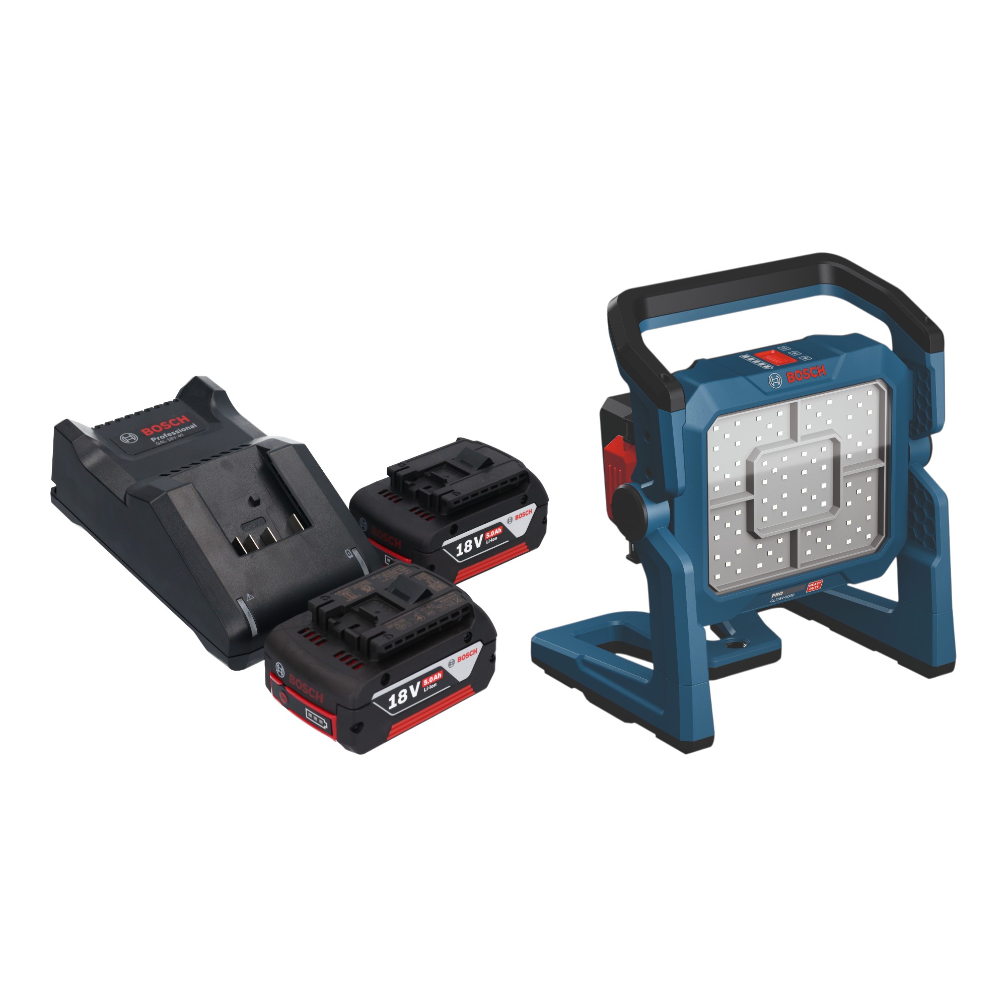 Bosch Gli 18v-5000 Akku Bauleuchte 18 V 5000 Lm + 2x Akku 5,0 Ah + Ladegerät