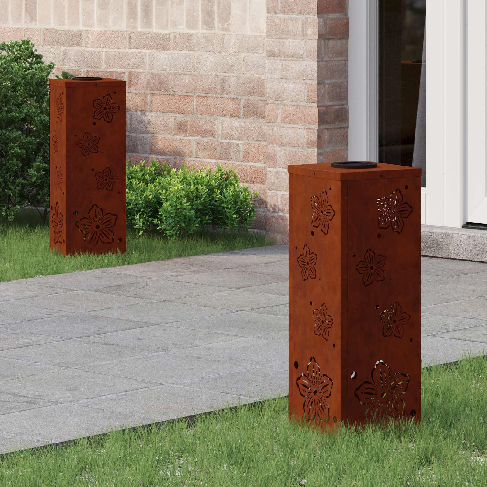 Vidaxl Solar Led Pathway Light 2 Pcs Rusty Weathering Steel