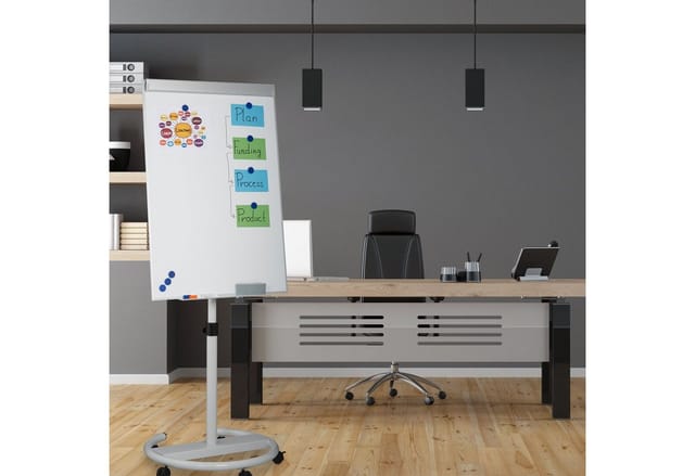 Flipchart Mobil, Mit Rollen, Magnetisch, Höhenverstellbar, Stifte-ablage, Whiteboard H X B: 100 X 70 Cm, Weiß - Relaxdays