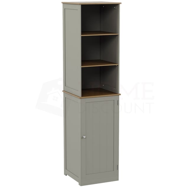 Home Discount - Priano Stand-schrank Mit 1 Tür Und 2 Regalböden, Badezimmermöbel, Grau-eiche