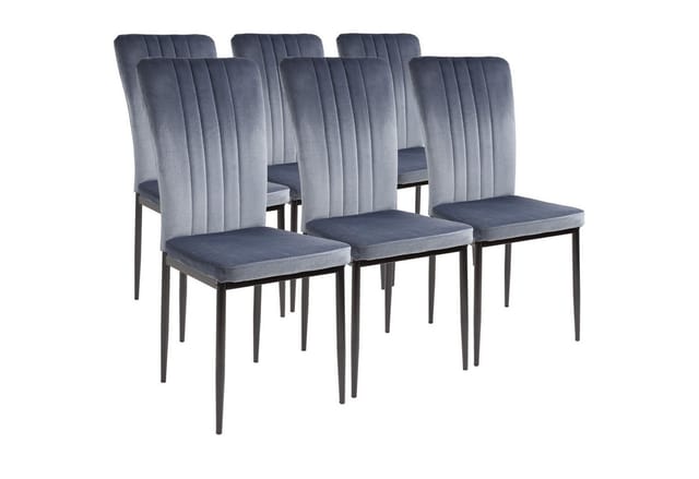 Esszimmerstühle Mit Samt-bezug 6er Set Modena, Grau - Stilvolles Vintage Design, Eleganter Polsterstuhl Am Esstisch - Küchenstuhl Oder Stuhl Esszimmer Mit Hoher Belastbarkeit - Albatros