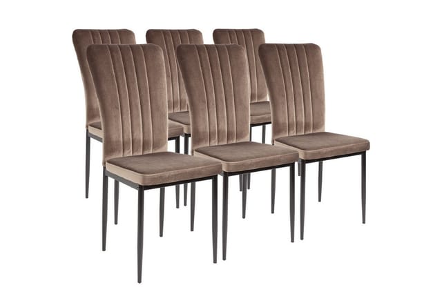 Esszimmerstühle Mit Samt-bezug 6er Set Modena, Braun - Stilvolles Vintage Design, Eleganter Polsterstuhl Am Esstisch - Küchenstuhl Oder Stuhl Esszimmer Mit Hoher Belastbarkeit - Albatros