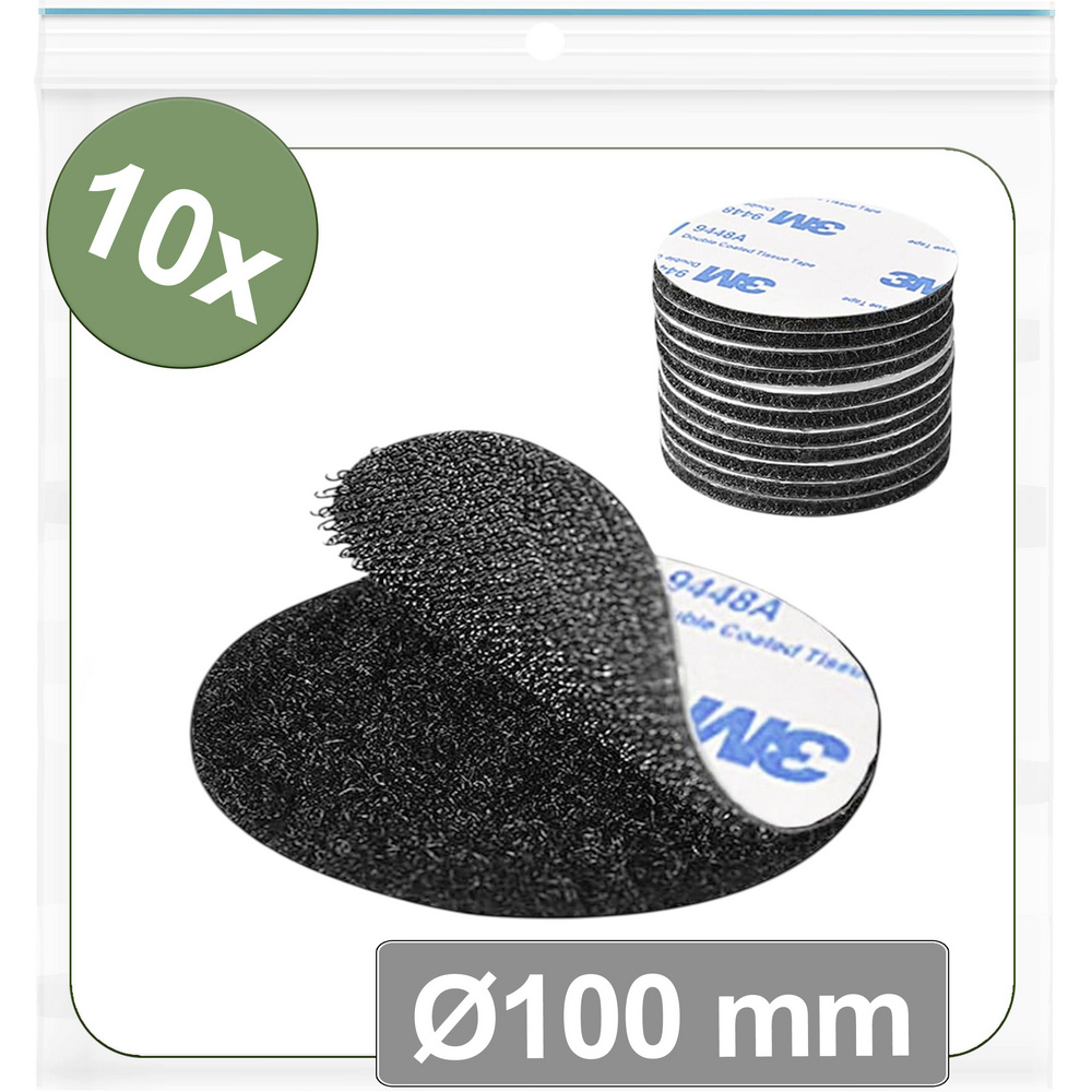 Quadrios 25ca664 Klettpunkte Zum Aufkleben Haft- Und Flauschteil (ø) 100 Mm Schwarz 10 St.