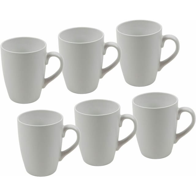 Kaffeetasse 340 Ml Aus Porzellan In Weiß Matt - 6er Set - Kaffee Tee Becher Tasse Becher Spülmaschinenfest