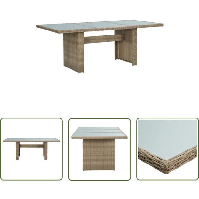 The Living Store Garten-esstisch Braun 200x100x74 Cm Glas Und Poly Rattan - Gartenstuhl - Esstisch - Terrassenmöbeln - Gartenmöbelset - Rattan Möbel