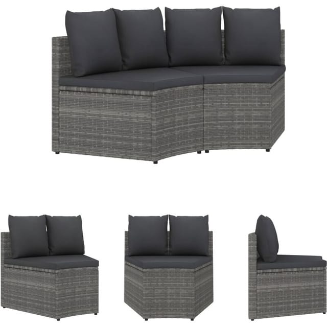 Gartenmöbel - Vidaxl 2-tlg. Garten-sofagarnitur Mit Auflagen Poly Rattan Grau - Terrassensofa