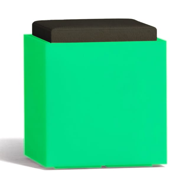 Leuchtende Sessel Square Bright Mit Led-pouf, Quadratischer, Für Den Außenbereich 'made In Italy' -grün / Mit Kabel
