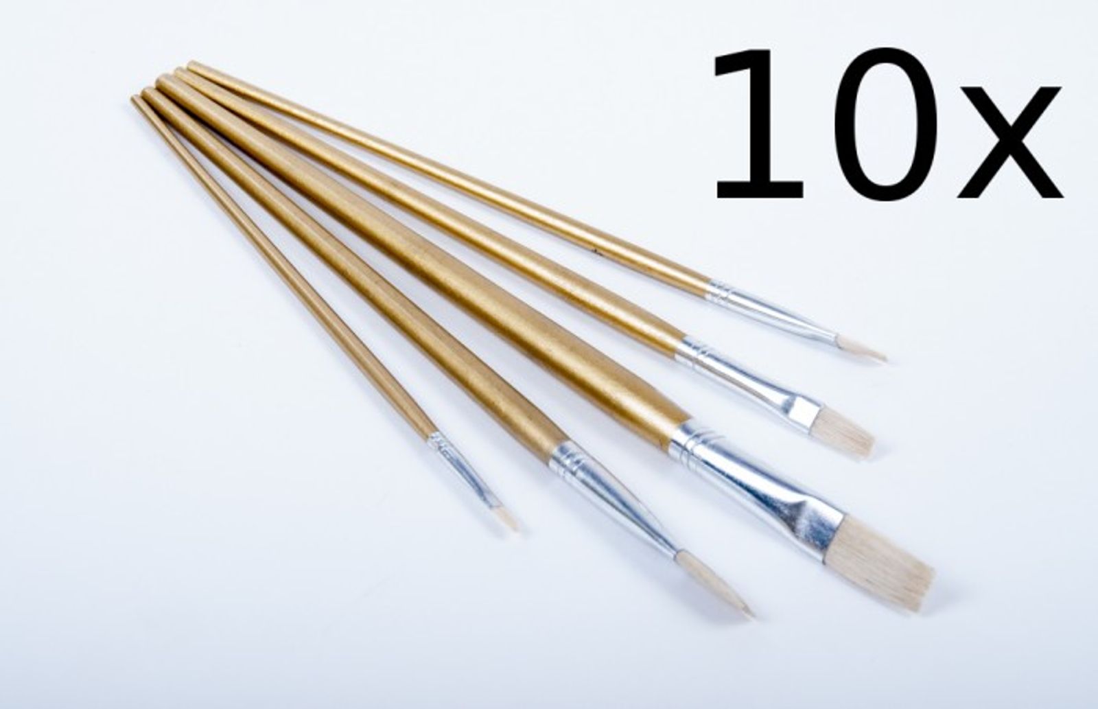 Buri - 10x Pinselset 5-tlg. Flachpinsel Künstlerpinsel Malpinsel Malerpinsel Pinsel