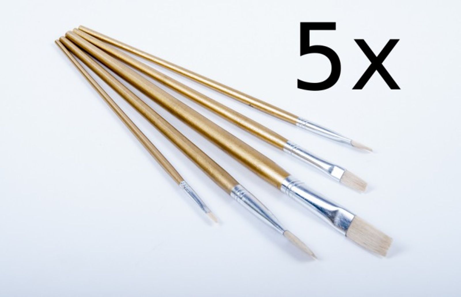 Buri - 5x Pinselset 5-tlg Flach Flachpinsel Künstlerpinsel Malpinsel Malerpinsel Pinsel