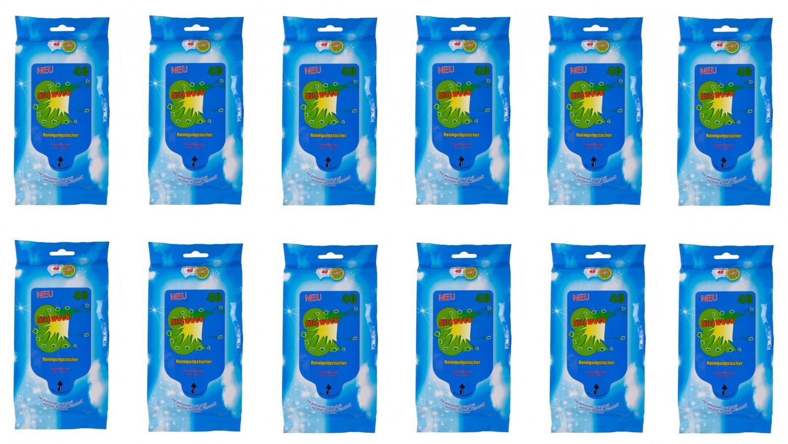 Buri - 12x 40 Feuchte Allzwecktücher Reinigungstücher Feuchttücher Haushaltstücher