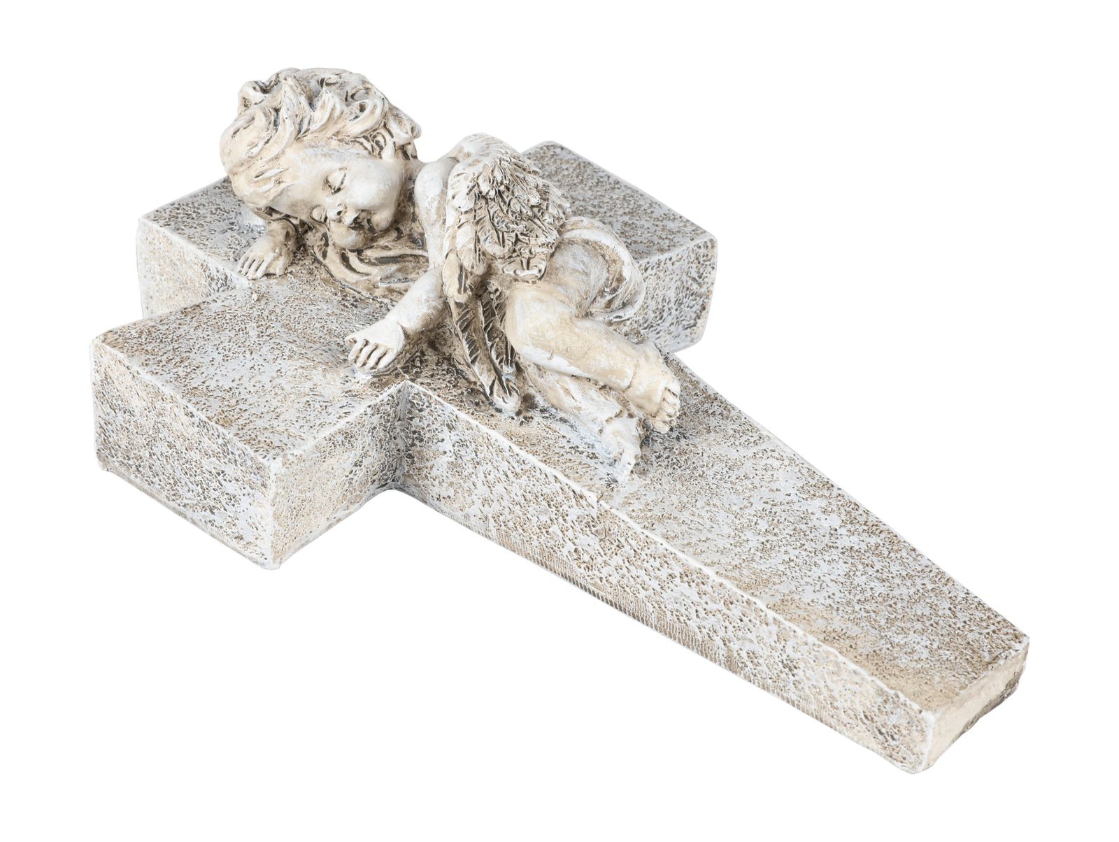 Engel Auf Kreuz 24cm Engelsfigur Gartendeko Grabschmuck Schutzengel Dekoengel