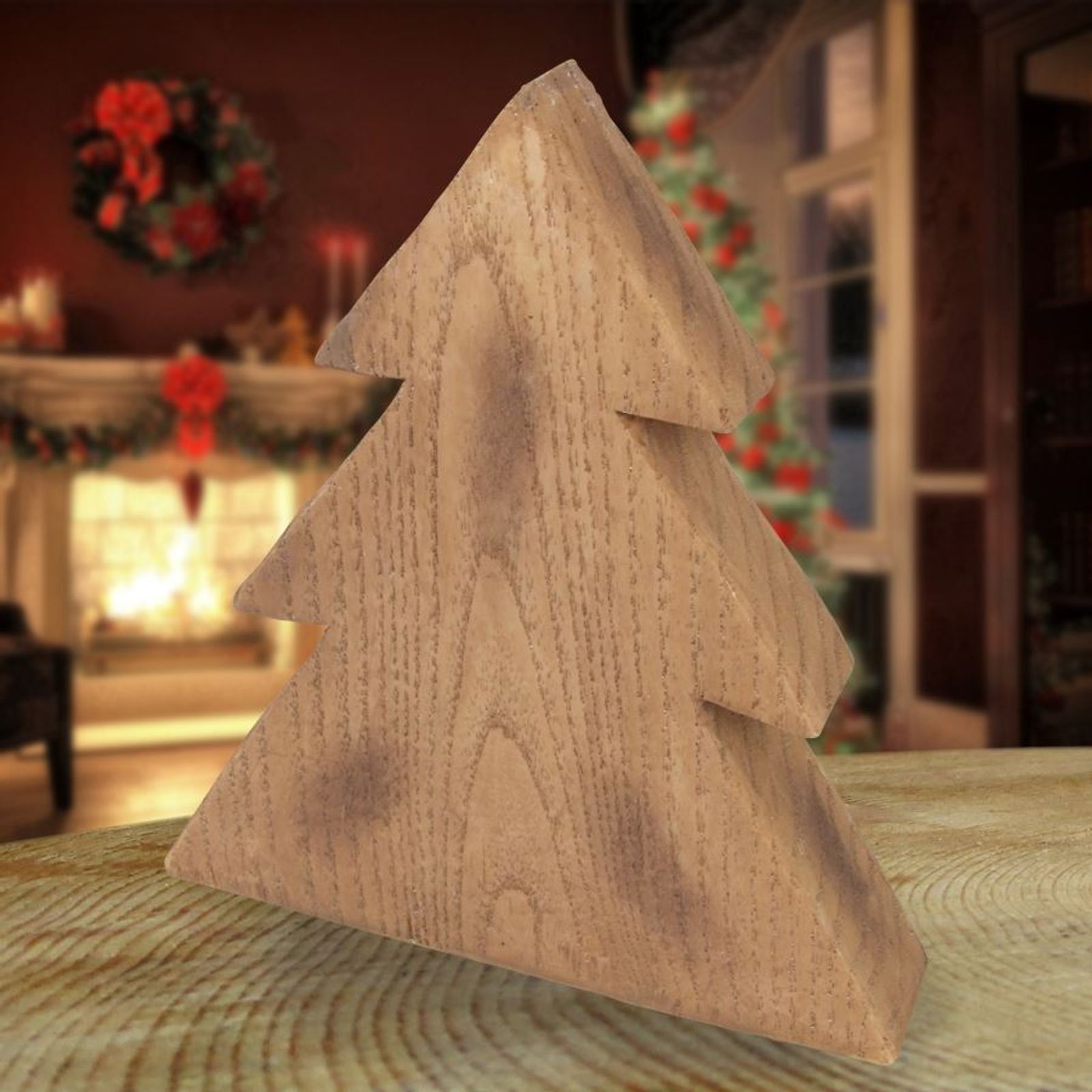 Buri - Deko-tanne In Holzoptik 19cm Winterdeko Weihnachtstanne Tannenbaum Landhaus Baum