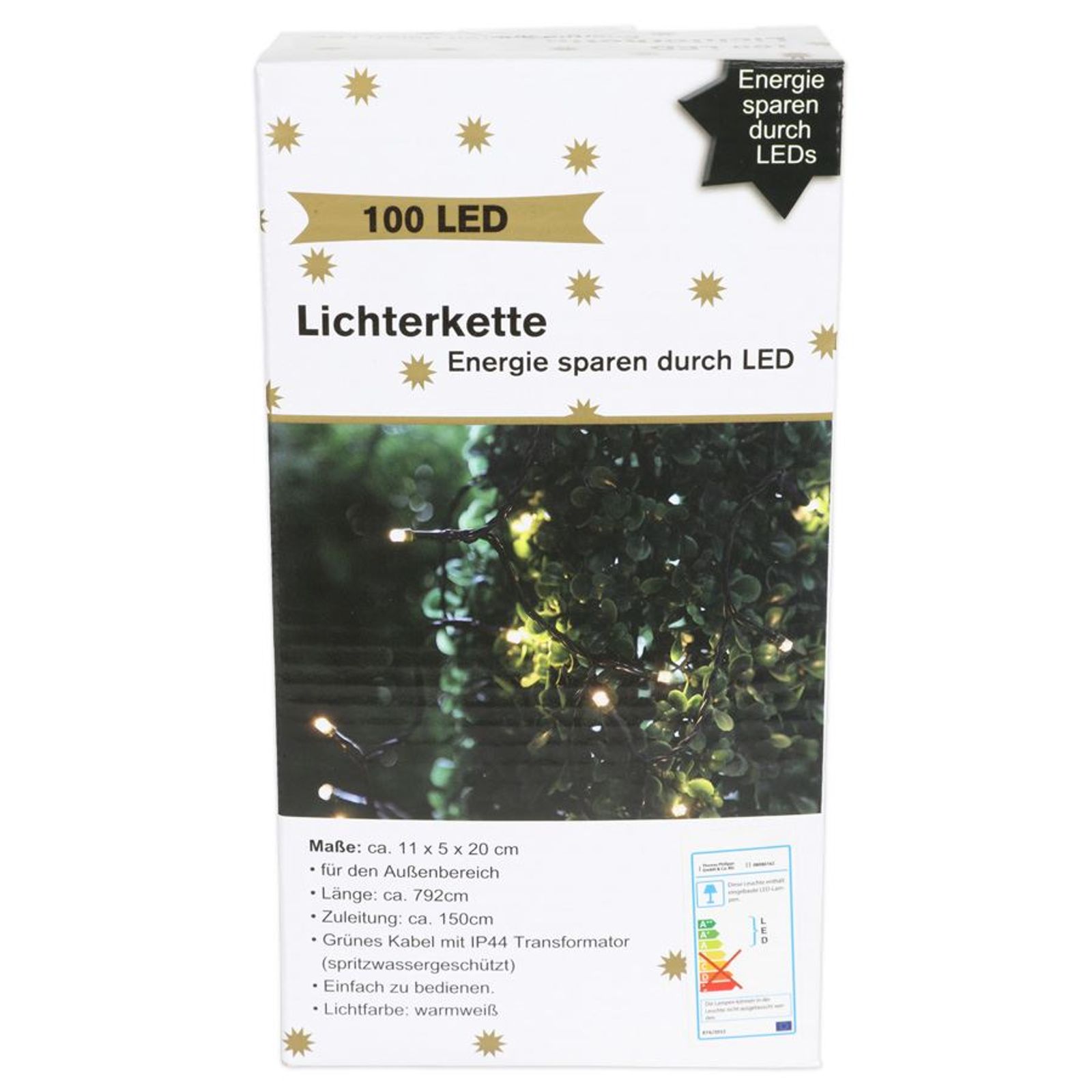 Buri - Aussen-lichterkette Mit 100 Leds Warmweiss Weihnachtsdeko Weihnachtsbeleuchtung