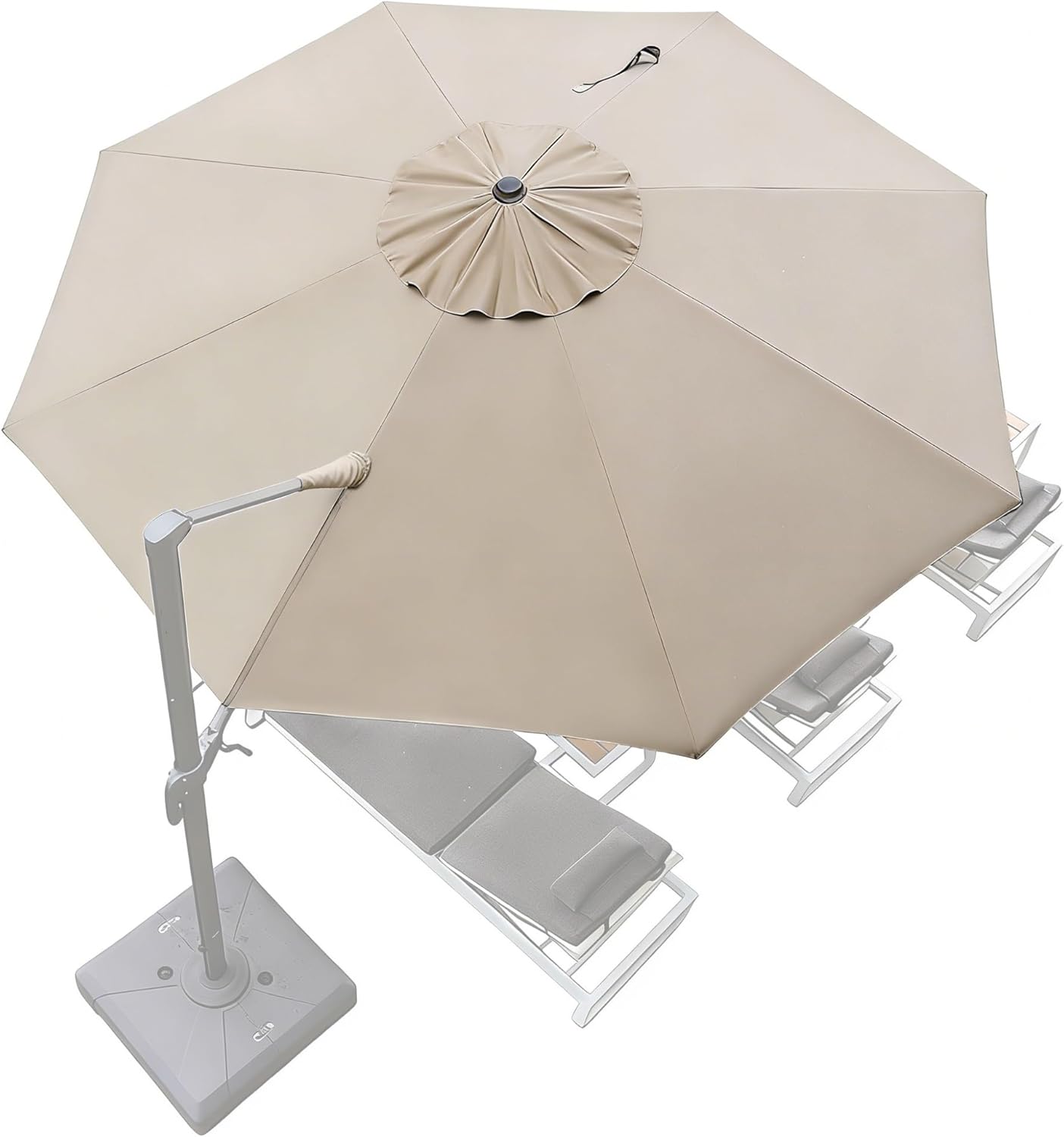 8-streben-sonnenschirmdach, 3 M/3,5 M, Freiarm-garten-sonnenschirmabdeckung, Ersatzmarkise, Terrassen-sonnenschirmdach, Uv-schutz, Ersatzbezug (hellkhaki, 3,5 M)