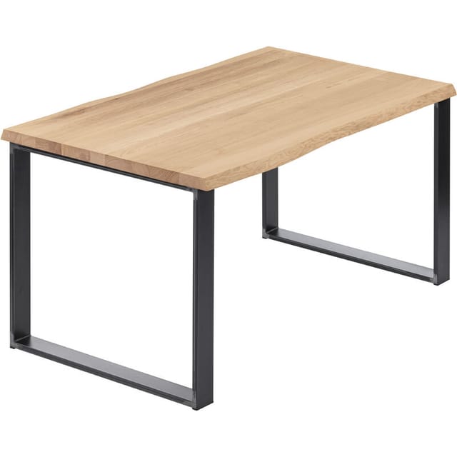 Esstisch Küchentisch, Mit Baumkante 100x60x76 Cm (axbxh), Modern, Natur / Rohstahl Mit Klarlack, Lob-01-a-002-0000m - Lamo Manufaktur