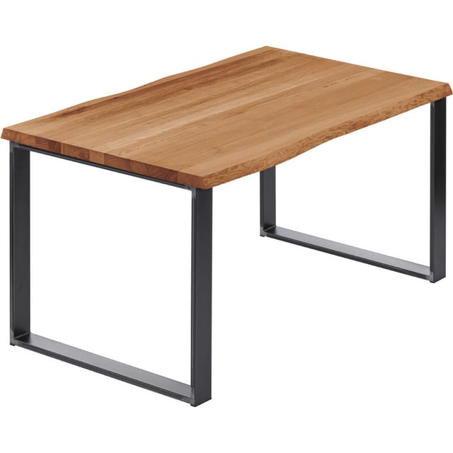 Esstisch Küchentisch, Mit Baumkante 100x60x76 Cm (axbxh), Modern, Dunkel / Rohstahl Mit Klarlack, Lob-01-a-004-0000m - Lamo Manufaktur
