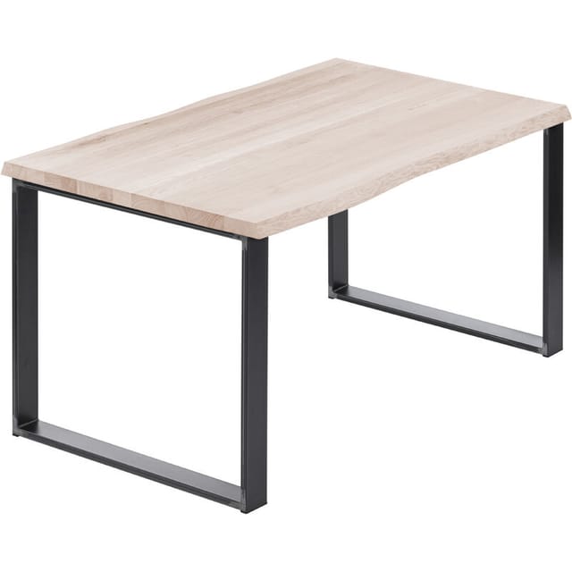Esstisch Küchentisch, Mit Baumkante 100x60x76 Cm (axbxh), Modern, Roh / Rohstahl Mit Klarlack, Lob-01-a-001-0000m - Lamo Manufaktur
