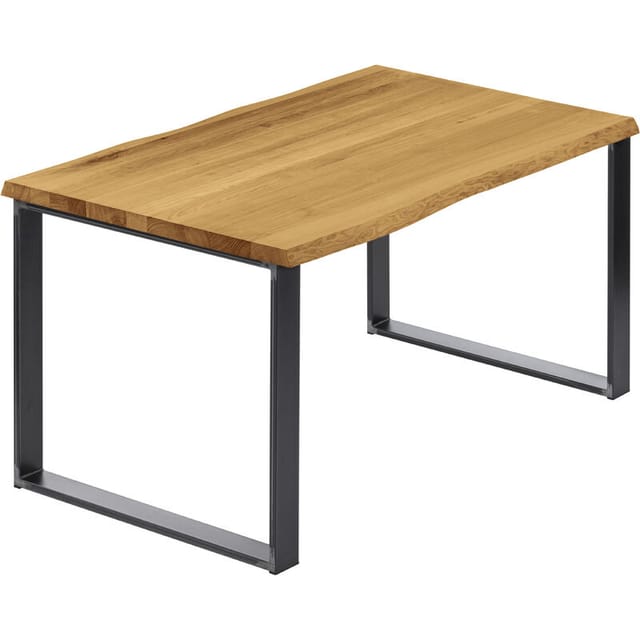 Esstisch Küchentisch, Mit Baumkante 100x60x76 Cm (axbxh), Modern, Rustikal / Rohstahl Mit Klarlack, Lob-01-a-003-0000m - Lamo Manufaktur