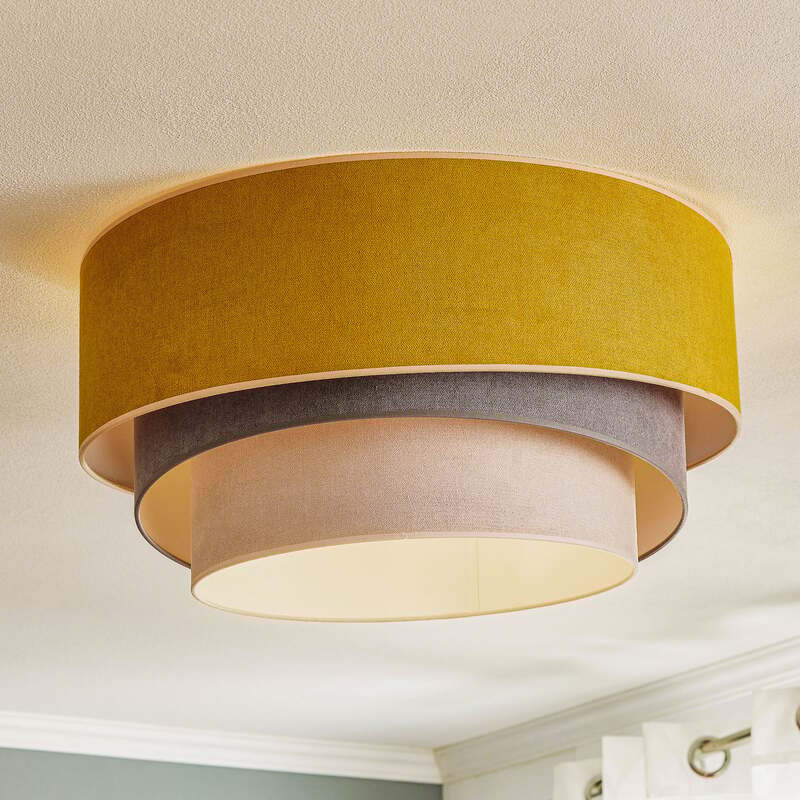 [neuwertig] B-ware Euluna Deckenlampe Pastell Trio Deko Deckenlampe E27 Ø 60cm Senf Grau Hellg391