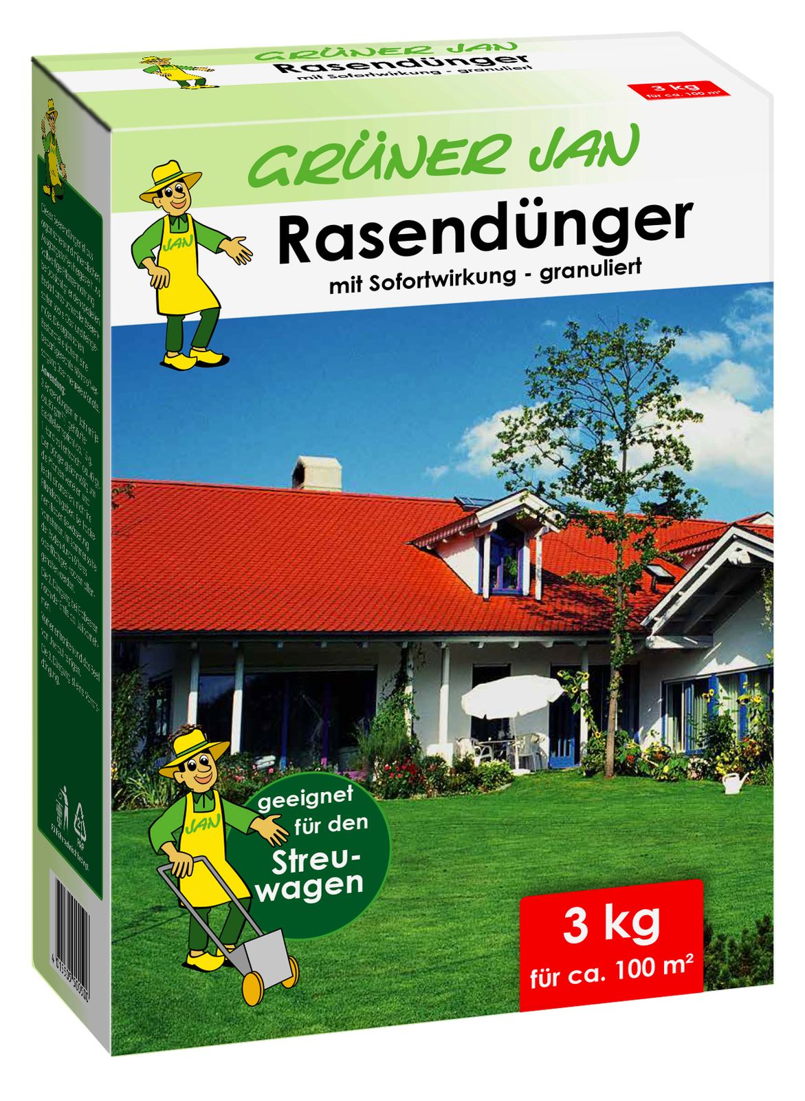 Grüner Jan - Spezial Rasendünger Granuliert 3kg Spezialdünger 100m² Rasen Dünger