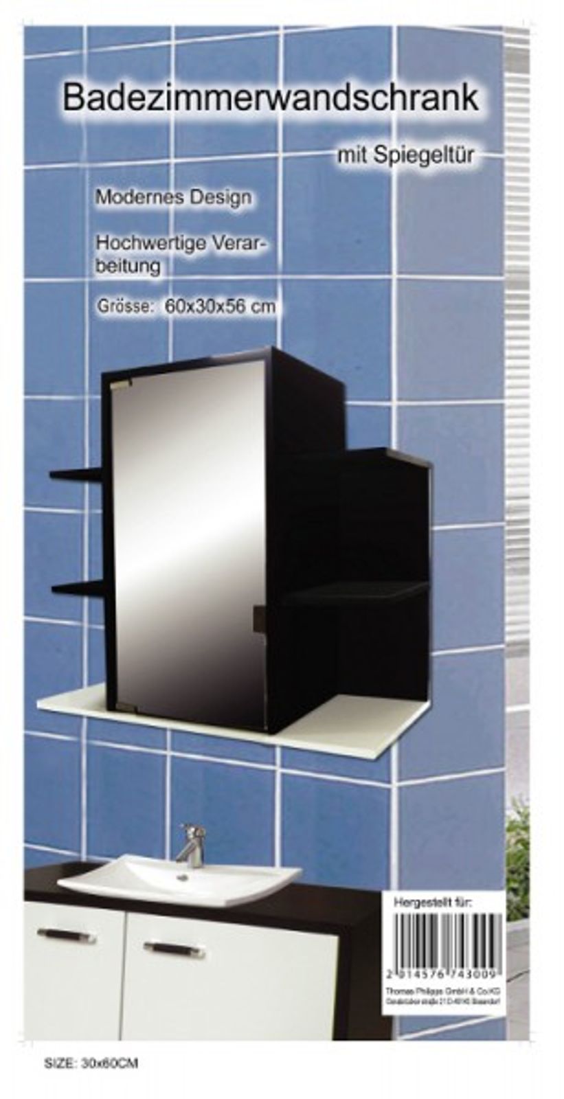 Badezimmer-wandschrank Mit Spiegeltür 60x30x56