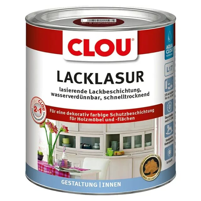 Clou Aqua Clou Lack Lasur L17 Mahagoni 375ml