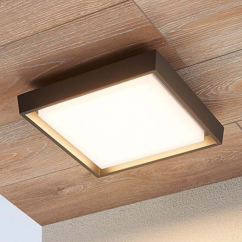 [neuwertig] B-ware Lucande Deckenleuchte Außenlampe Led Birta Dunkelgrau Aluminiumdruckguss Ip54