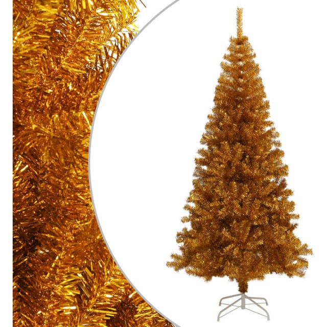 Vidaxl Künstlicher Weihnachtsbaum Mit Ständer Gold 180 Cm Pet
