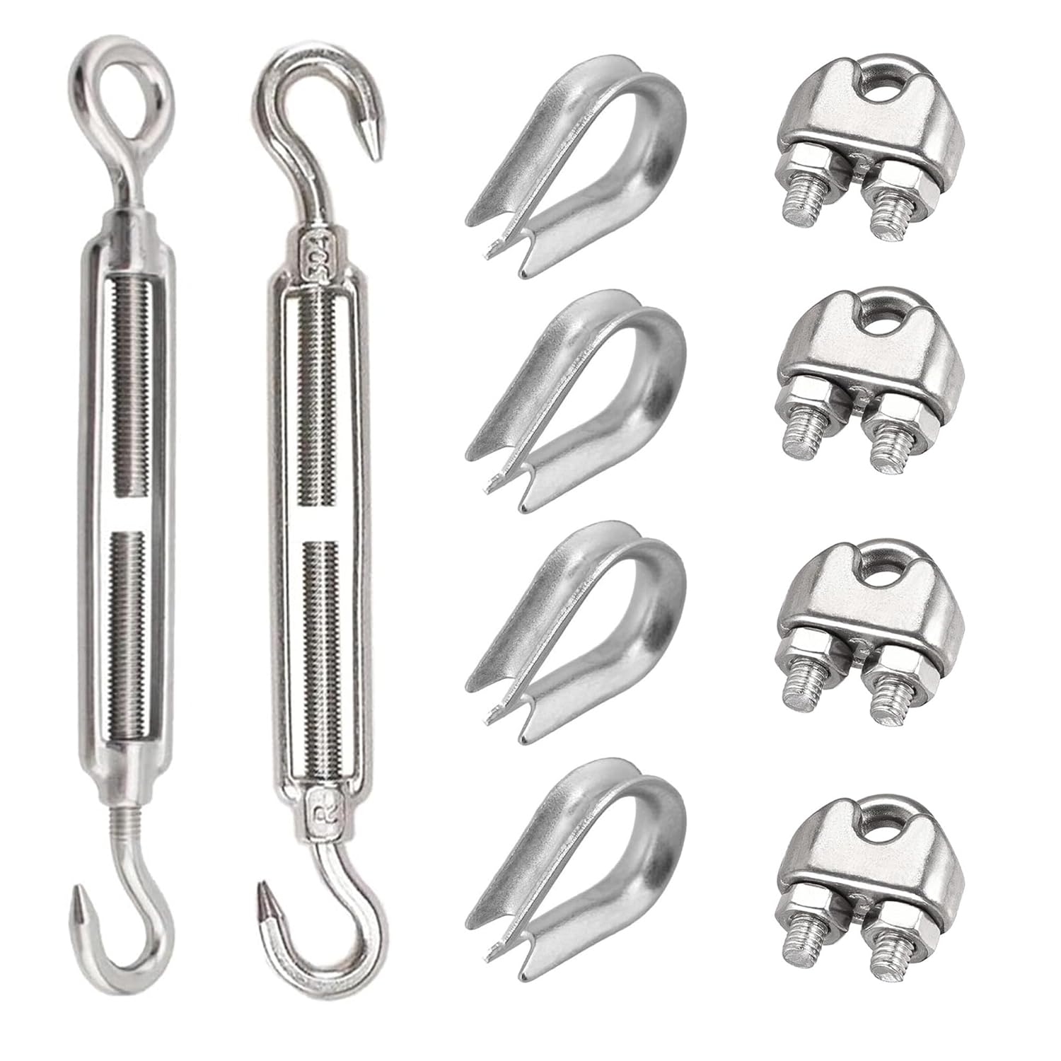 10 Pieces Stainless Steel Tensioner Cable Clamp Kit M8 Stainless Steel Tension Lock Hook For Tightening Tensioned Rope And Adjusting Elastic Rope Qccessoires (10)