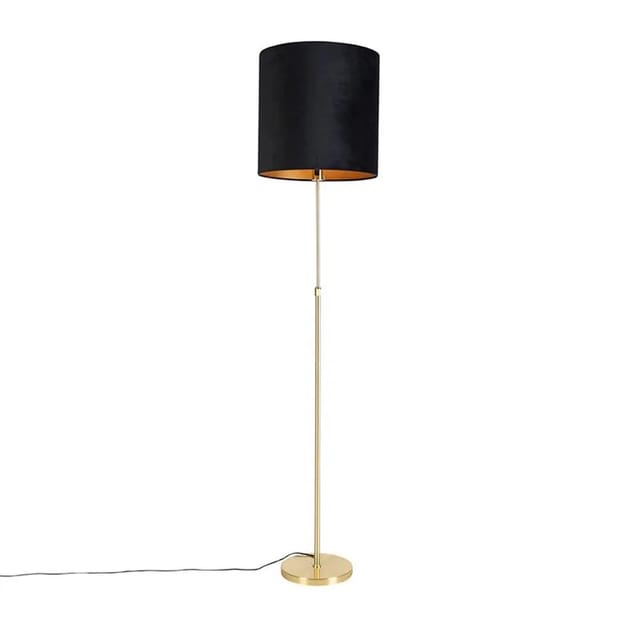 Stehleuchte Gold / Messing Mit Veloursschirm Schwarz 40/40 Cm - Parte