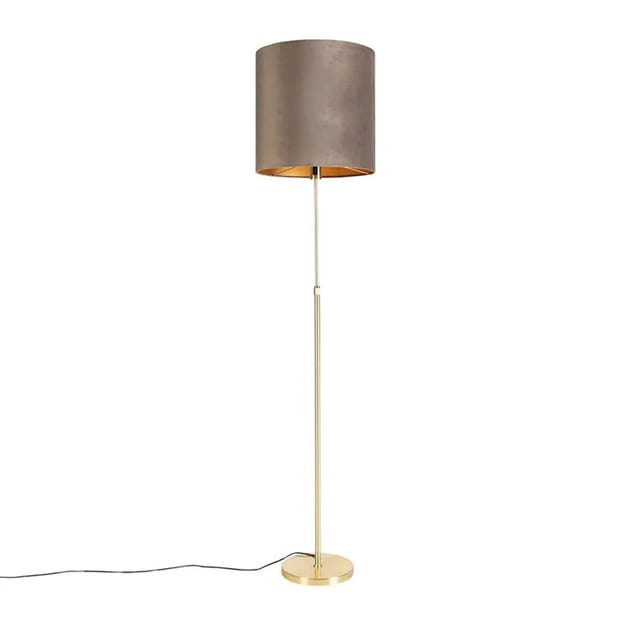 Stehleuchte Gold / Messing Mit Samtschirm Taupe 40/40 Cm - Parte