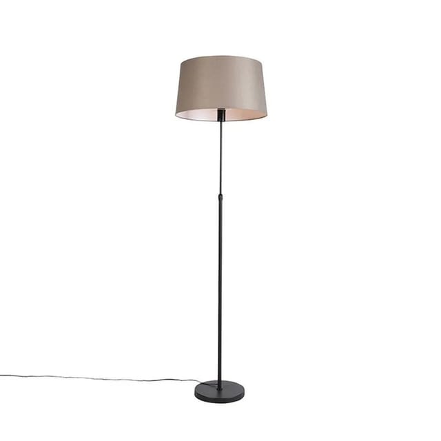 Schwarze Stehlampe Mit Taupe Leinenschirm 45 Cm Verstellbar - Parte