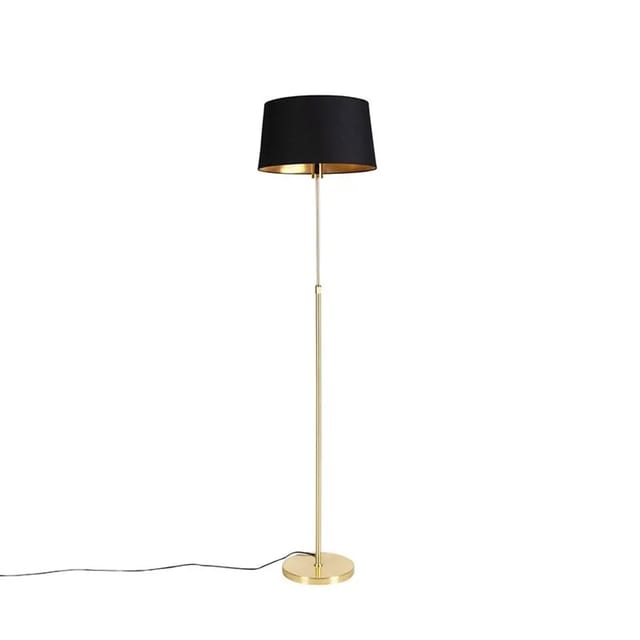 Stehleuchte Gold / Messing Mit Schwarzem Schirm Verstellbar 45 Cm - Parte