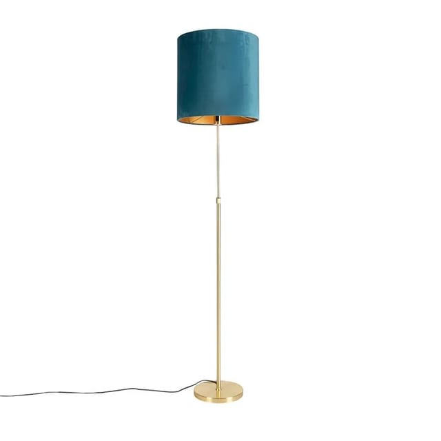 Stehleuchte Gold / Messing Mit Veloursschirm Blau 40/40 Cm - Parte