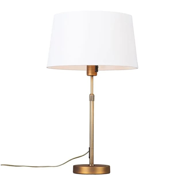 Tischlampe Bronze Mit Schirm Weiß 35 Cm Verstellbar - Parte