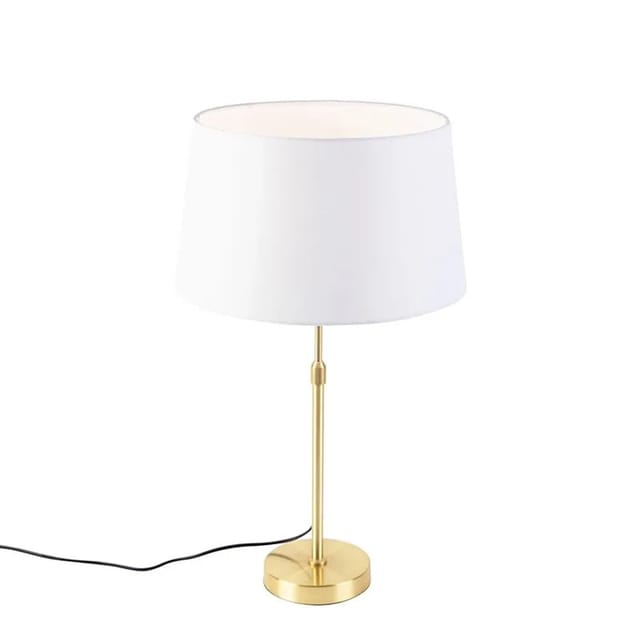 Tischlampe Gold / Messing Mit Leinenschirm Weiß 35 Cm - Parte