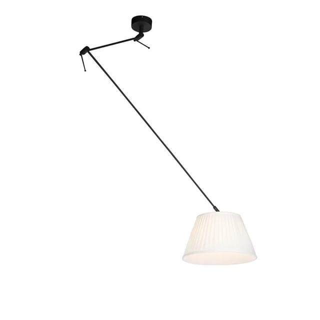 Hängelampe Mit Plissiertem Schirm 35cm Creme - Blitz I Schwarz