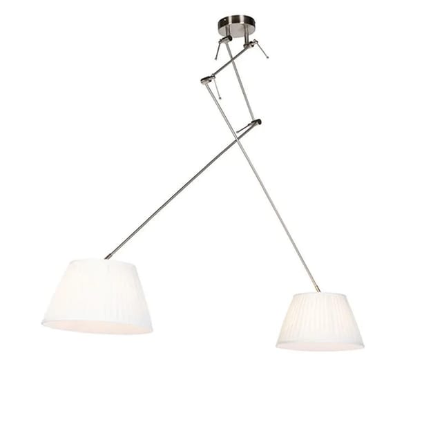 Hängelampe Mit Plissierten Schatten Creme 35 Cm - Blitz Ii Stahl