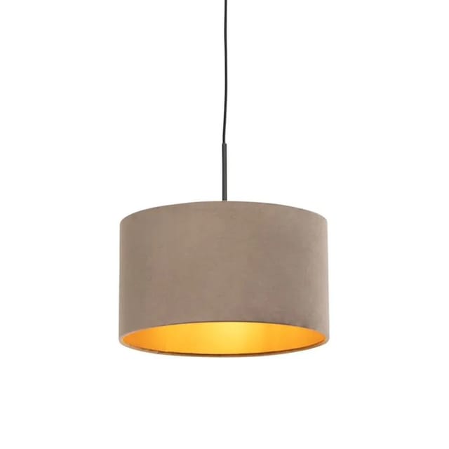 Hängelampe Mit Velourschirm Taupe Mit Gold 35 Cm - Combi