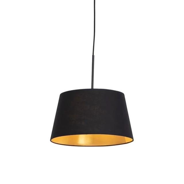 Hängelampe Mit Baumwollschirm Schwarz Mit Gold 32 Cm - Combi