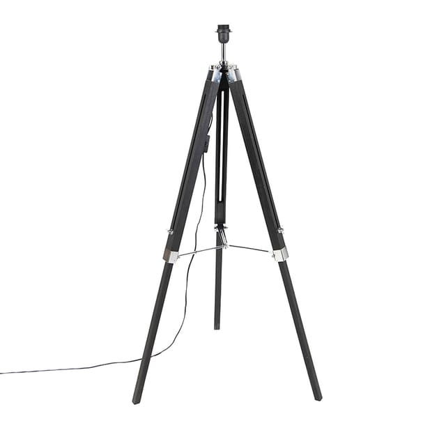 Ländliche Stehleuchte Schwarz Ohne Schirm - Tripod