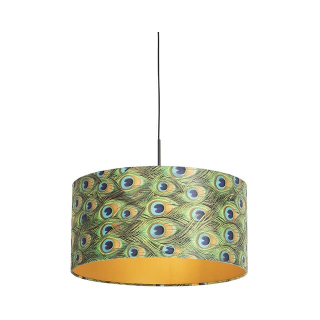 Hängelampe Mit Veloursschirm Pfau Mit Gold 50 Cm - Combi